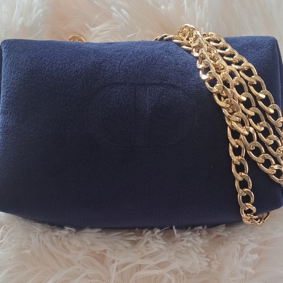 Dior Navy Blue Pouch With Chain attached for crossbody and box - Picture 1 of 9